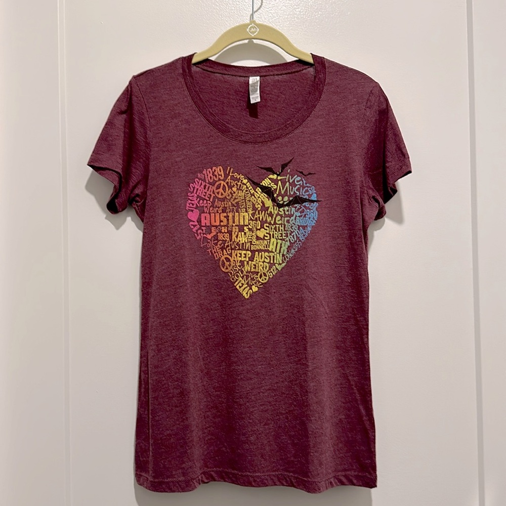 Austin “word cloud heart” t-shirt womens XL (Bella)